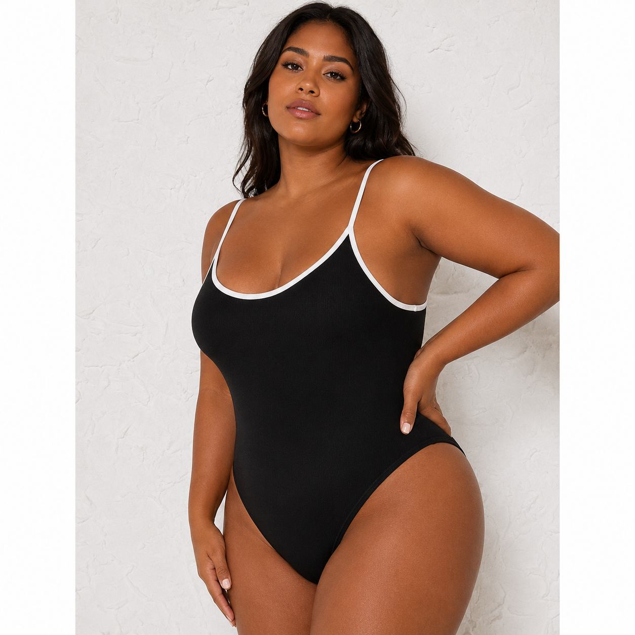 Body maiô Plus Binding De Contraste Bodysuit Cami