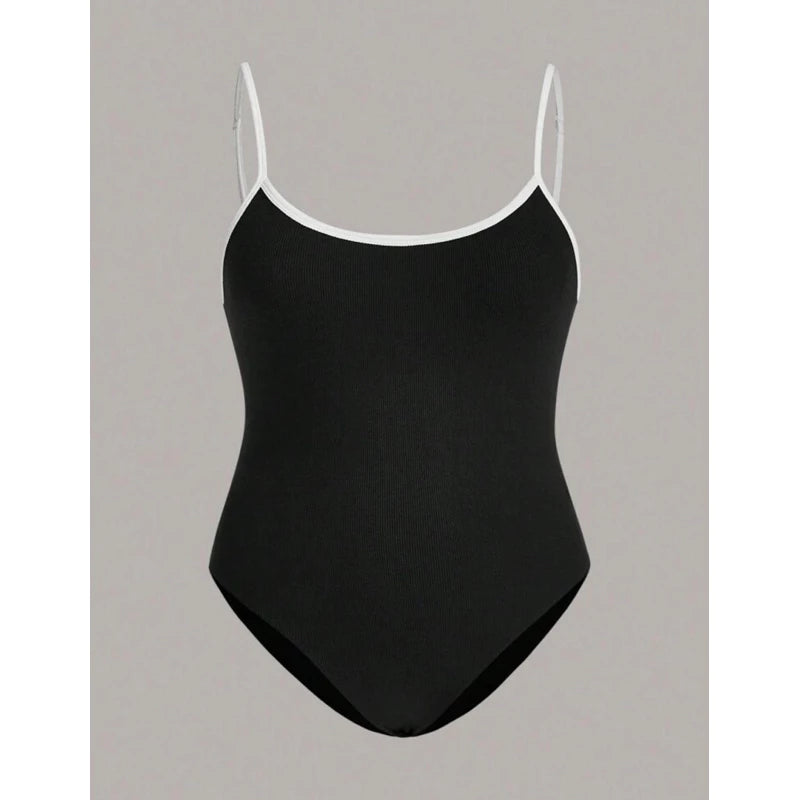 Body maiô Plus Binding De Contraste Bodysuit Cami
